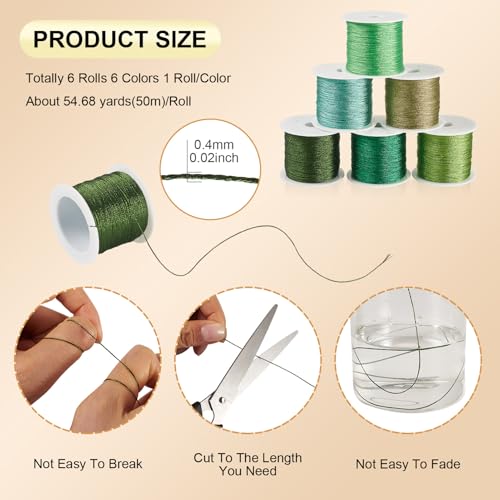 KISSITTY 328 Yards 6 Rolls Polyester Braided Metallic Thread Embroidery Threads Thin Beading String Jewelry Beading Thread for Jewelry Making Embroidery DIY Braided Bracelets Sewing Craft Bead Weaving - style: Assorted 4