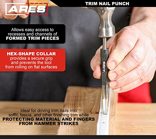 ARES 10115 – 6-Inch Trim Nail Punch – Black Nail Punch Drives Trim Nails While Protecting Finish and Hands – for Use with Trim Nails Up to 1-1/4-Inch (31.2mm) - size: 6-Inch Trim Nail Punch