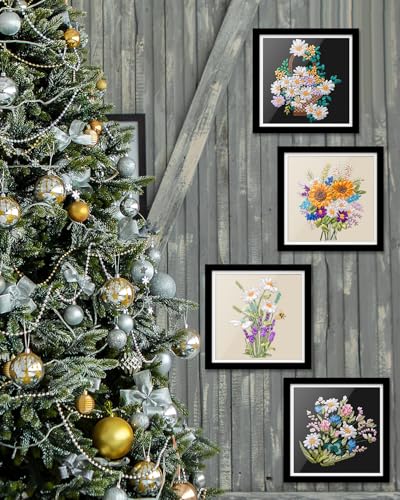 TINDTOP Embroidery Kit for Adults, Ribbon Embroidery Practice Kits for Beginners Adults Include Embroidery Cloth Hoops Threads for Craft Lover Hand Stitch (Flowers) - color: FLowers(Silk Ribbon Embroidery)