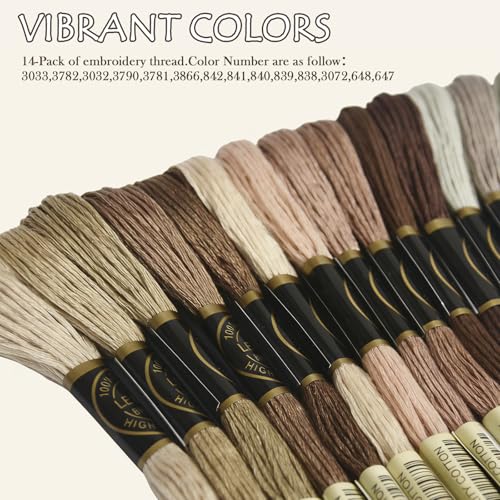 Embroidery Floss - Cross Stitch Threads - Friendship Bracelets Floss - Crafts Floss - 14 Skeins Per Pack Embroidery Floss, Light Mocha Brown Gradient - color: Lt Mocha Brown Gradient