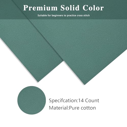 14CT Aida Cloth - 30x35 Inch Cross Stitch Fabric for Embroidery, Pre-Cut Needlework Material, Acid-Free, Durable Weave(Dark Green) - color: Dark Green