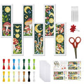 FREEBLOSS 6 Set Cross Stitch Bookmark Kit Stamped Cross Stitch Kit Mushroom Bush Embroidery Set with Instruction for Adults 8''*2.4'' - style: Mashroon Moon