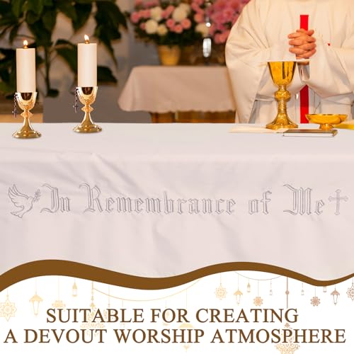 VitalCozy in Remembrance of Me Communion Cloth Church, Silver Embroidery - color: Silver Embroidery
