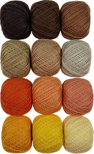 KCS Mercerized Pearl Cotton Thread Size 8 Crochet Needlework Embroidery Threads Ball (12, 12balls05) - color: 12balls05