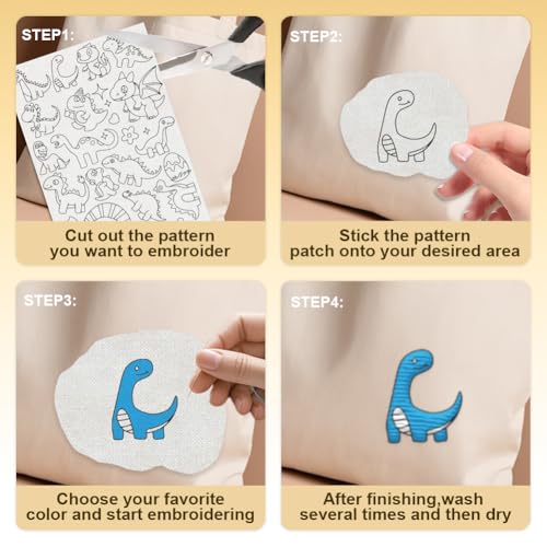 64Pcs Cute Dinosaur Water Soluble Hand Sewing Stabilizers - style: Dinosaur