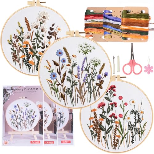 COCOMOX Floral Embroidery Kit for Beginners, Cross Stitch Practice Kits - color: Floral pattern