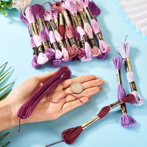 24 Skeins Embroidery Thread Floss 1mm Friendship Bracelet String Making 6 Ply Polyester Cross Stitch Kit Supplies 24 Color 8.75 Yards(8m)/Skein - color: 24 Colors E