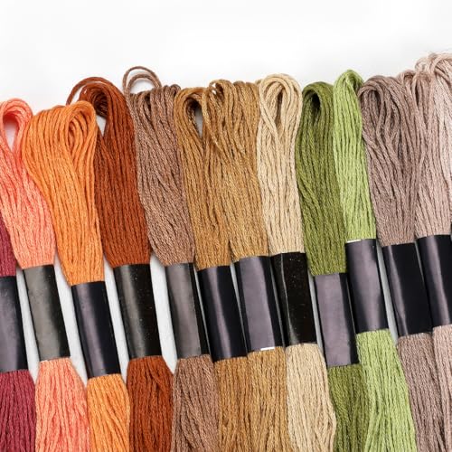 Embroidery Floss 16 Skeins 8.7 Yard Autumn Colors Friendship Bracelet String Cross Stitch Threads for Jewelry Making Bracelet Stitching Thread Floss Bracelets Making Yarn - color: Autumn Colors