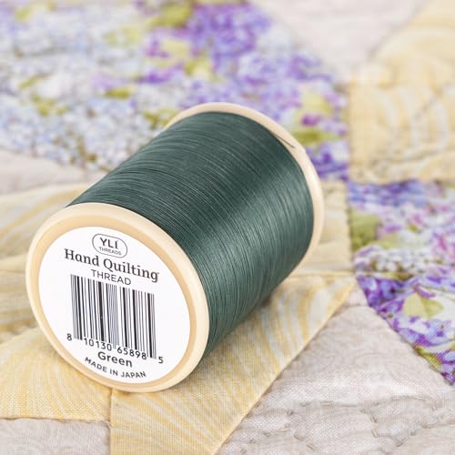 YLI Hand Quilting Thread - 100% Egyptian Cotton, Glazed, Strong & Tangle-Free, 500 yd. Spool - Green - color: Green