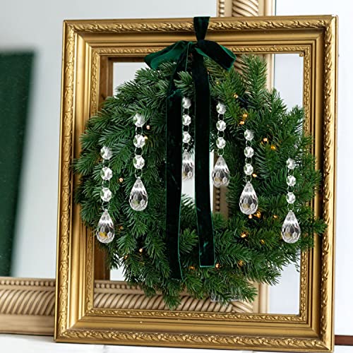Jishi 30pk Christmas Tree Decoration Crystal Christmas Ornaments Balls, Hanging Clear Plastic Acrylic Ball Ornaments for Christmas Tree, Ball Drop Pendant w/Crystal Beads, Holiday Decor Party Supplies - style: Waterdrop