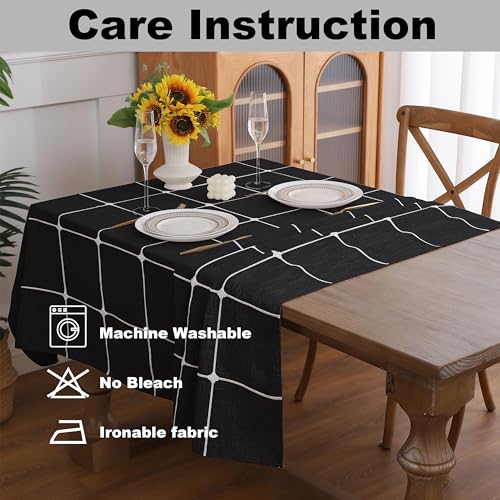 Gernaice Plaid Square Tablecloth Checkered Table Cloth 70” x 70” Black - color: Black, size: 70" x 70" (Square)