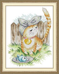 Stitchhaven 14CT Cute Cat Counted Cross Stitch Kit for Beginners, Unprinted Complete DIY Embroidery Set with Pattern & Tools, Premium Aida Cloth & Threads (Rebellious Little cat) - color: Cat16