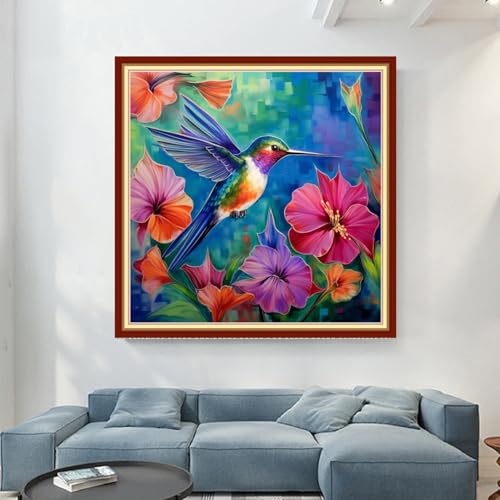 Magxvouy Cross Stitch Kits Stamped Full Range of Embroidery Kits,Cross Stitch Patterns Needlework Kits for Beginners 11CT Printed Kits&Hummingbirds 18x18 inch - color: Artcolor07