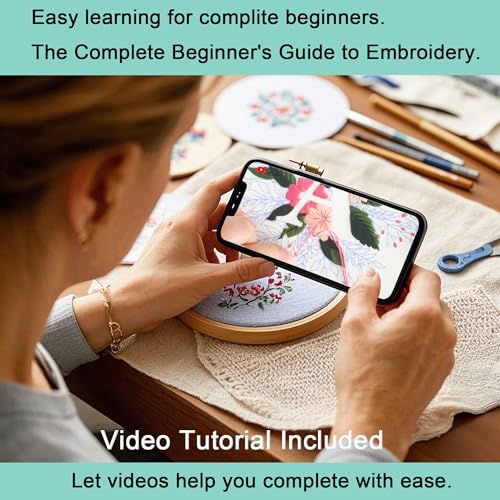 Harimau Letter N Pattern Embroidery Kit for Adult Beginners, Complete Starter Pack with 1 Hoop, Needles, Instruction Guide & Embroidery Stitch Video Tutorials - color: N