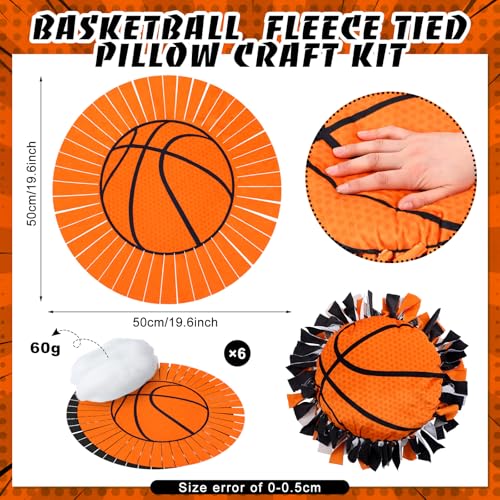 Weysat 6 Sets Basketball Tied Pillow Craft Kit DIY Orange Basketball Shaped Pillow Craft Gifts with PP Cotton for Sports Theme Party Room Decor VBS School Favors Classroom Giveaways - style: Basketball