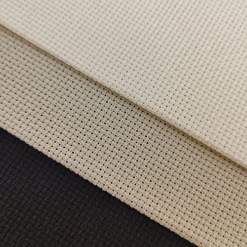 KCS 3 pc of 12" x 18" 18CT Counted Cotton Aida Cloth Cross Stitch Fabric (Antique White+Pearl Grey+Black) - color: Antique White+pearl Grey+black