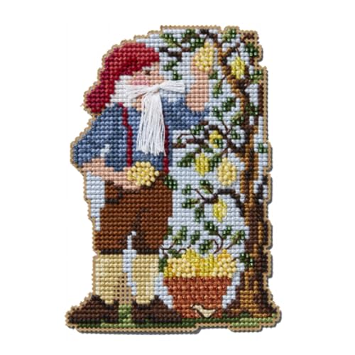 ThingamaJungle Mill Hill Mediterranean Santa Set (2024) Set of 3 Beaded Cross Stitch Kits Including Lemon Grove, Olive Harvest and Vinyard Santas, Plus Decorative 'Needleworker' Sticker