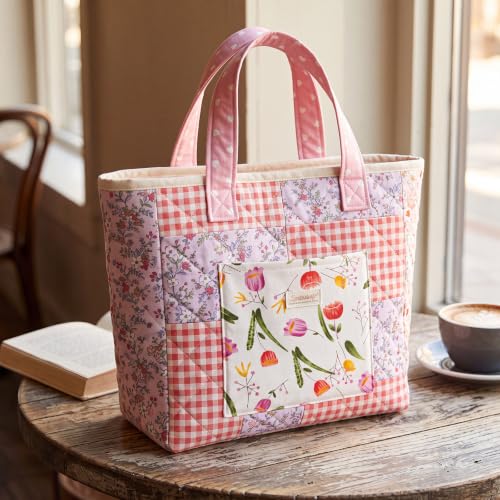 Tatuo 30 Pcs Pink Floral Cotton Fabric Squares 10 x 10 Inch Fabric Bundle - style: Pink Floral