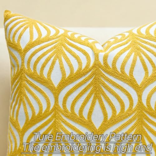 Slow Cow Embroidered Throw Pillow Cover 18 x 18 Inch Yellow - color: Yellow Leaves, size: 18" x 18" (Pack of 1)