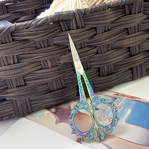 Small Sharp Embroidery Scissors, Precision Detail Sewing Shears - color: Rainbow