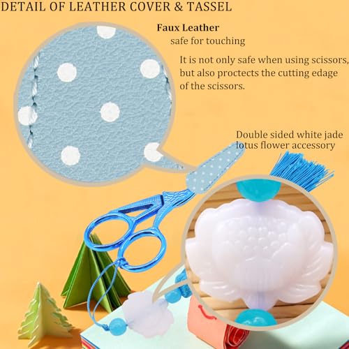 BIHRTC 4.5Inch Little Sewing Scissors Crane Shears with Cover Tassel Stainless Steel Scissor for Crafting Embroidery Needlework DIY Daily Use - size: 4.5inch, style: Style 1790J