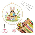 WaFtesh Embroidery Kits for Beginners Adult, DIY Hand Embroidery Cross Stitch Starter Set with Pattern, 3D Rabbit Needlepoint & Cross Stitch 7.9 Inch Hoop Threads, Needles, Instruction - color: Bunny-1
