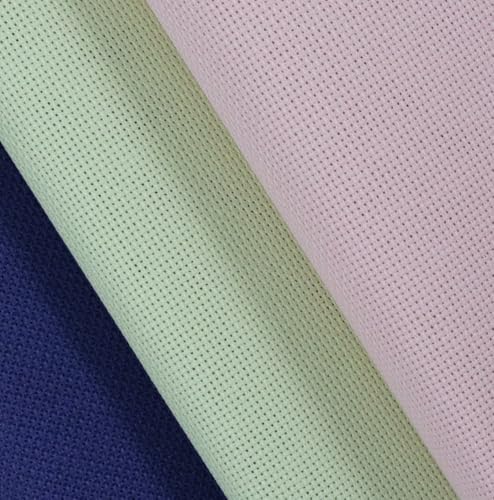 KCS 3 pc of 15" x 18"(38cmx45cm) 18 Count Cross Stitch Cotton Aida Cloth Needlework Rolled Fabric Box,18CT,Royal Blue+Light Green+Pink - color: Royal Blue+light Green+pink, size: 18CT