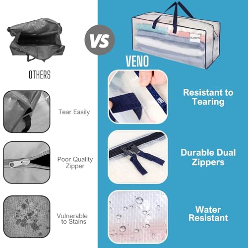 VENO 20 Pack Heavy Duty Moving Bags with Backpack Straps, Zippers & Handles, Extra Large Packing Bags for College Dorm Essentials, Moving Supplies Alternative to Cardboard Moving Boxes - color: Clear, size: 20 Pack
