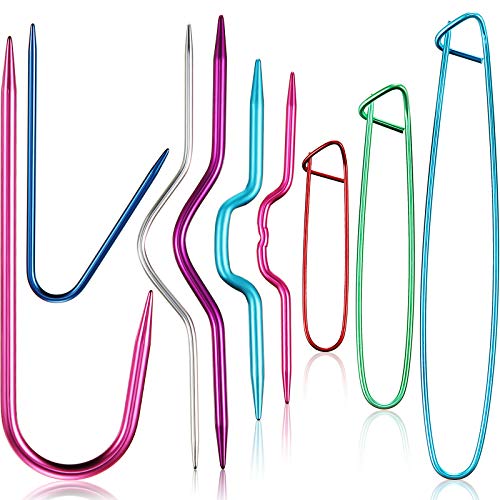 WILLBOND 9 Pcs Cable Stitch Holders Aluminum Knitting Needles