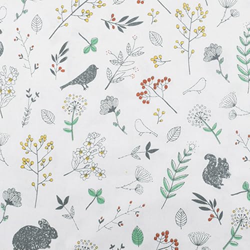 7pcs Green Floral Solid Printed 100% Cotton Quilting Fabric Fat Quarters Bundles 18 x 22 inch - Soft Cotton Squares for Quilting, Accessories, Upholstery, Crafts, and Quilt - color: Green