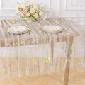 Beige Apricot Floral Tablecloth 10FT Summer Butterfly Wildflower Overlay - color: Beige Apricot, size: 60"x120", 1 Pc