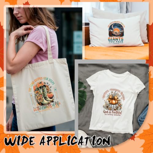 Dazoratix Fall Christian Iron on Transfers - 20 Sheets Religious Autumn DTF Ready to Press Bible Verse Jesus Pumpkin Heat Patches Faith Stickers Vinyl Decals for T Shirts Clothes Pillow Bag DIY Crafts - style: Fall Christian