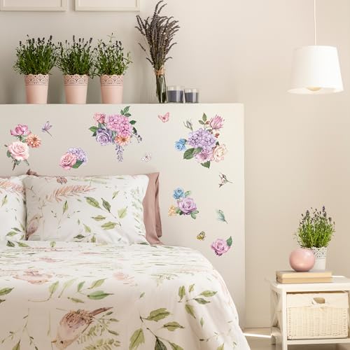 Joeyan Rub on Transfers for Crafts and Furniture - 2 Large 12"x18" Sheets Decorative Flower Stickers and Decals, DIY Home Decor for Wood Glass Metal Canvas Porcelain Paper Plastic, Rose Fantasy - style: Rose Fantasy