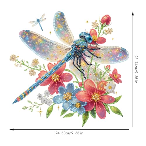 POETRYDRAW Diamond Art Ornament Desktop Kit Dragonfly, Stand Up Diamonds Painting Ornament for Adults, 5D DIY Special Diamond Gem Craft Tabletop Placement Board Kit - color: Dragonfly
