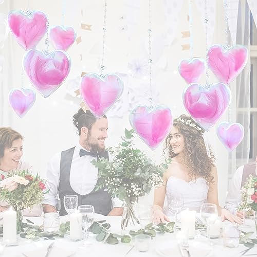 Jishi Clear Plastic Heart Ornaments 10-Pack Christmas Ornament Fillable Balls for DIY Crafts, Christmas Tree Decorations, Wedding Party, Xmas Holiday Home Decor, Open Decorative Hanging Ornaments 65mm - style: 65mm Hearts