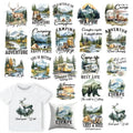 Dazoratix Camping Iron on Transfers - 20 Sheets Adventure DTF Ready to Press for T Shirts Mountain Wild Outdoor Heat Patches Stickers Vinyl Decals for Clothes Appliques Bag Hat Decorations DIY Crafts - style: Camping
