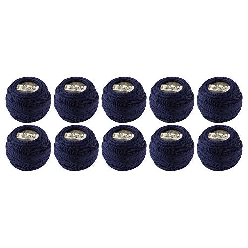 DMC Pearl Cotton Balls, Size 8, Dark Navy Blue - color: Dark Navy Blue, style: 8 Thread Count