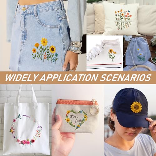 Flower Water Soluble Embroidery Patterns - 4 Sheets 40 Pcs Stick and Stitch Embroidery Papers Wash Away Pre-Printed Floral Pattern Transfers, Customized Gift for Hand Sewing Lover Beginners - size: Pattern: Flower (Style 1)