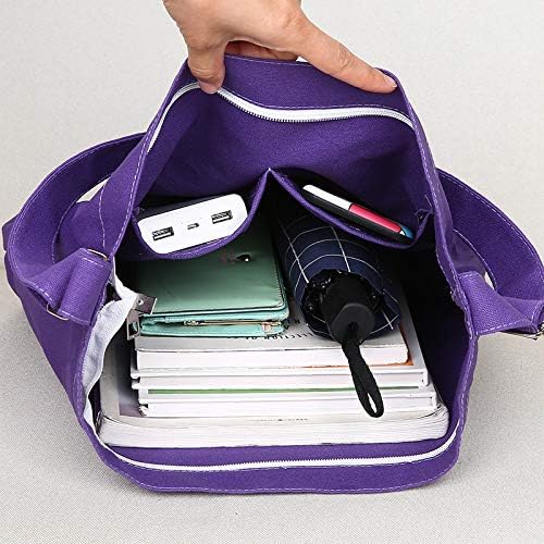 Covelin Women's Retro Large Size Canvas Shoulder Bag Hobo Crossbody Handbag Casual Tote - color: Purple