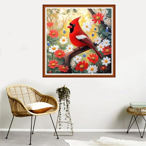 Redxing Counted Cross Stitch Kit for Beginners,Unprinted Needlepoint Kits for Beginners Cross Stitching Embroidery Kit 11CT Stitches kit-Birds and Flowers 18x18 inch - color: SetColor09