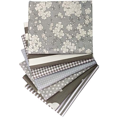 Misscrafts 7pcs Quilting Fabric 100% Cotton Craft Fabric Bundle Squares Grey Fat Quarters 18" x 22" for Patchwork DIY Sewing Scrapbooking - color: Grey Set