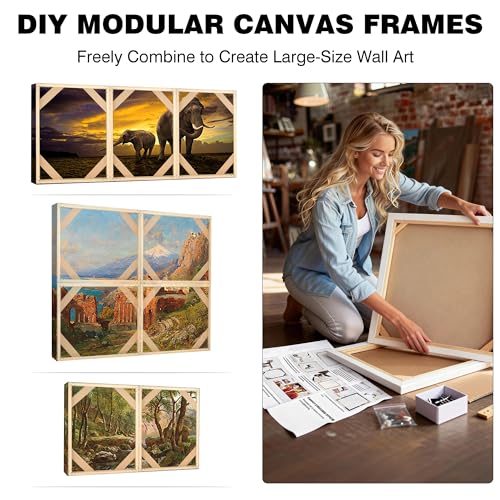 10x16 Inch Canvas Stretcher Bars - Made in USA Solid Wood Frame Kit - 1.25" Thick Gallery Wrap, Easy Adhesive DIY Assembly for Oil Paintings & Prints - size: 10x16