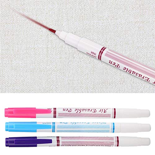 HEEPDD 3Pcs Fabric Marking Pen, Water Erasable Pen Double Head Heat Erasable Fabric Marking Pens DIY Cloth Sewing Accessories