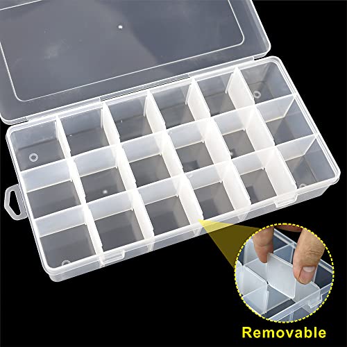 5 Pack 18 Compartment Organizer Box with Parkical Adjustable Dividers, 18 Grids Plastic Storage Container for Jewelry, Craft DIY, Bead Organizer, Sewing, Dip Powder, Hair Accessories - size: 5 Pack 18 Compartment Organizer Box