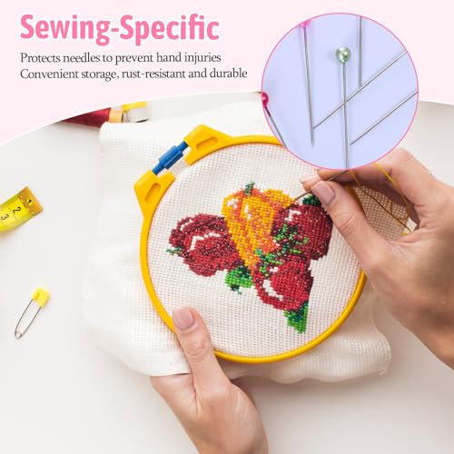 Magnetic Needle Case, Rectangle Pink Needle Holder for Sewing Knitting Crochet, Secure Embroidery Organizer, Needlepoint Accessories & Needle Minder Magnet Storage Case - color: Pink