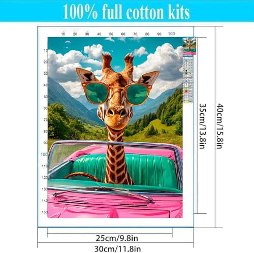 Giraffe Stamped Cross Stitch Kits for Adults Beginner, Car Counted Cross Stitch Kits Printed Stitching Cute Patterns Dimensions Needlepoint Art Crafts Embroidery Kits for Adults - color: Cross Stitch-1215-7