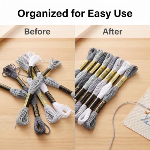 8Pcs 7.5m Multicolor Cotton Stitch Embroidery Thread Floss DIY Friendship Bracelets Floss Craft Sewing Skeins Grey Black White Fashion Embroidery Floss for Arts, Crafts and Sewing