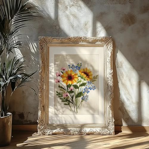 COCOMOX Flowers Embroidery Kit for Beginners, Hand Craft Gift for Adults - color: Full-blown flower