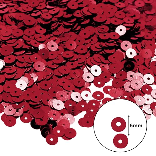Mandala Crafts 6mm Flat Round Burgundy Sequins for Sewing Embroidery - color: Burgundy, size: 6mm Flat Sequins