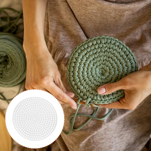 HARFINGTON 20Pcs Round Plastic Canvas Mesh Sheets 3 Inch/7.7cm Circle Blank Canvas Shape Mesh Mat White for Embroidery Knit Crochet Crafting Needlework - size: 3 Inch/7.7cm